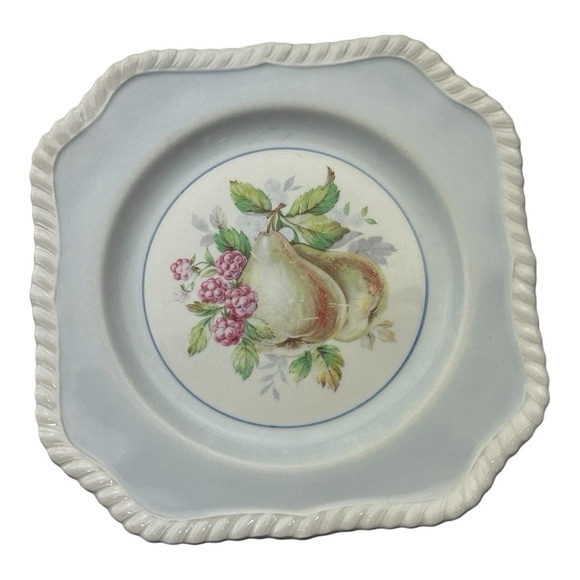 Johnson Bros Square Plates Made in England Pastel Border Fruit Designs 7.5” - Picture 4 of 11